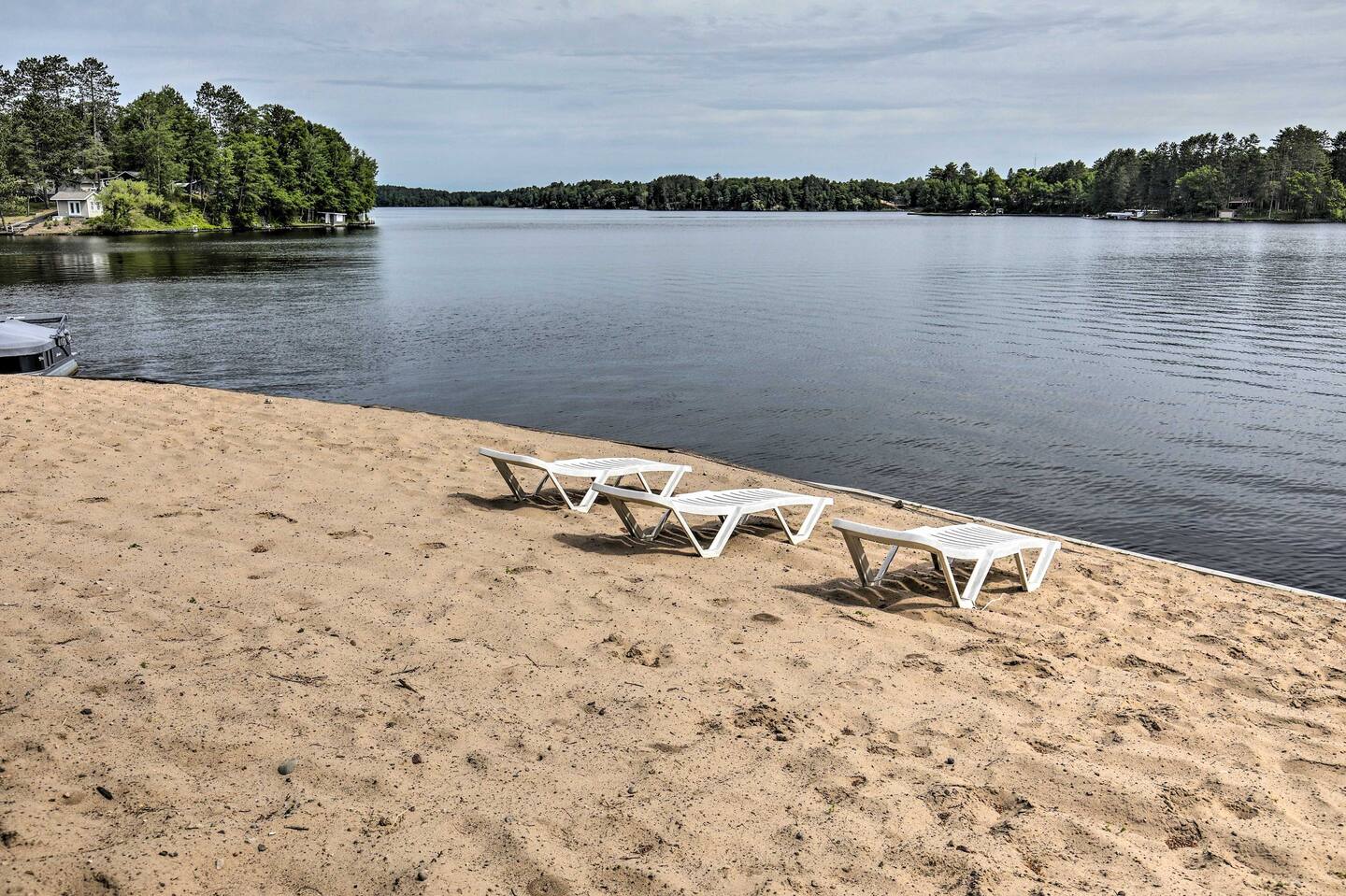 The sandy shared beach on Lake Nokomis